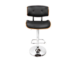 Wooden Gas Lift Bar Stool - Black and Chrome