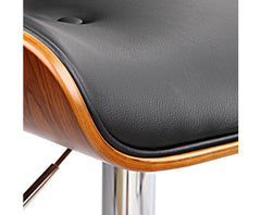 Wooden Gas Lift Bar Stool - Black and Chrome