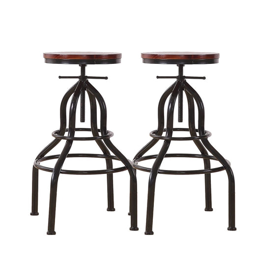 2x Bar Stools Stool Swivel Gas Lift Kitchen Wooden Dining Chair Chairs Barstools
