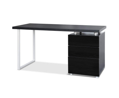 Metal Desk with 3 Drawers - Black