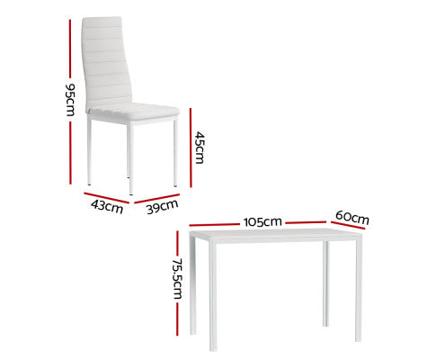 Dining Chairs and Table Dining Set 4 Chair Set Of 5 Wooden Top White