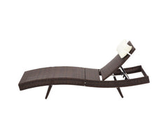 Outdoor Sun Lounge Setting Wicker Lounger Day Bed Rattan Patio Furniture Brown