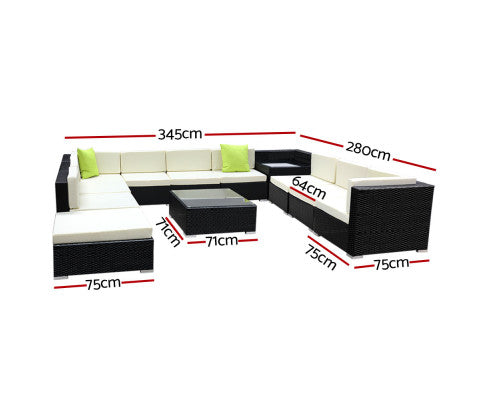 12PC Sofa Set with Storage Cover Outdoor Furniture Wicker