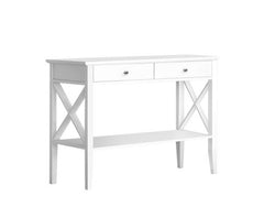 Console Table Hall Side Entry 2 Drawers Display White Desk Furniture
