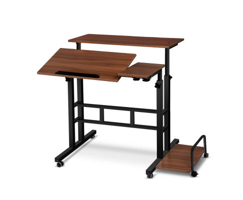Twin Laptop Table Desk - Dark Wood