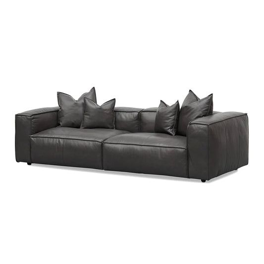 4 Seater  Leather Sofa with Cushion and Pillow