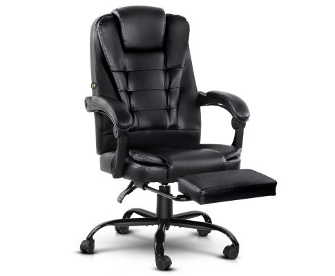Electric Massage Office Chairs Recliner Computer Gaming Seat Footrest Black