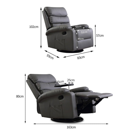 Massage Chair Recliner Chairs Heated Lounge Sofa Armchair 360 Swivel Grey