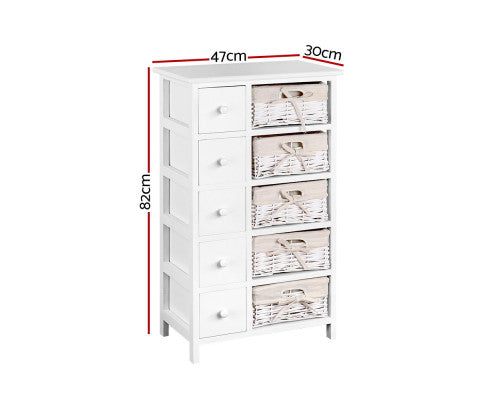5 Basket Storage Drawers - White