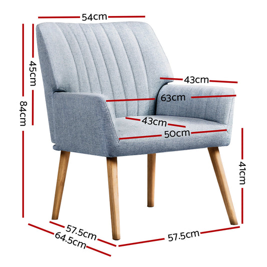 Armchairs Accent Fabric Blue Grey
