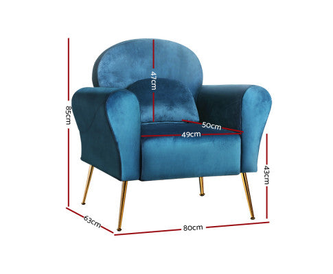 Armchair Lounge Chair Accent Chairs Armchairs Sofa Navy Velvet Cushion