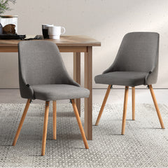 2  Dining Chairs  Kitchen Fabric Grey
