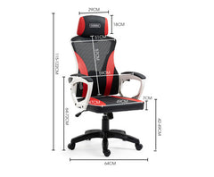 Ergonomic Office Desk Chair, Height Adjustable Lumbar Support, Mesh Fabric, Faux Leather, Headrest, White/Black/Red