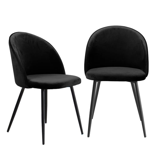 2x Dining Chairs Kitchen Cafe Lounge Chair Sofa Upholstered Velvet Black