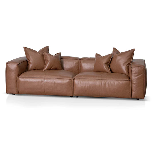 4 Seater  Leather Sofa with Cushion and Pillow