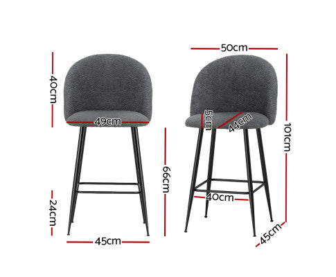 Set of 2 Bar Stools Kitchen Dining Chair