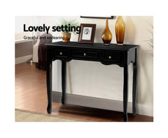 Console Table Hall Side Dressing Entry Display 3 Drawers Black