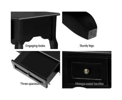 Console Table Hall Side Dressing Entry Display 3 Drawers Black