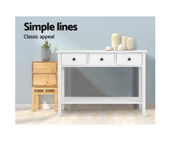 Console Table Hall Side Entry 3 Drawers Display White Desk Furniture