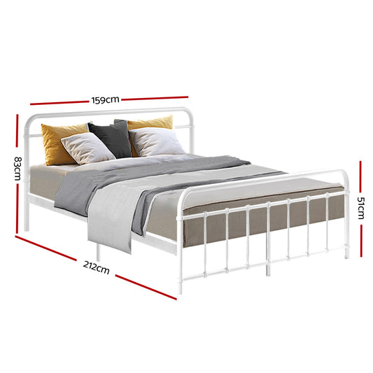 Metal Bed Frame - Queen (White)