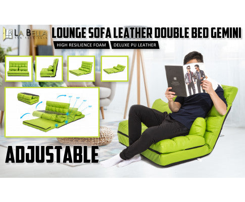 Double Seat Couch Bed Green Sofa Gemini Leather