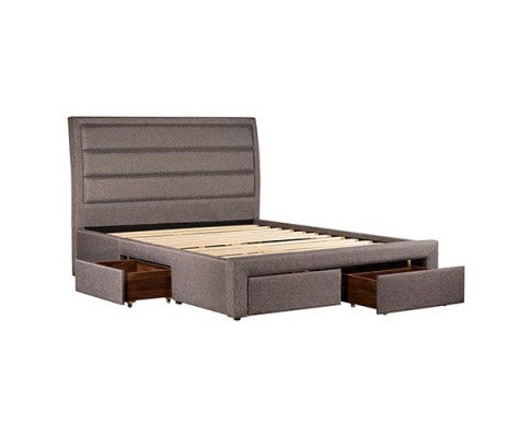 Storage Bed Frame King Size Upholstery Fabric in Light Grey
