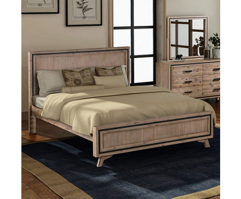 Queen Size Silver Brush Bed Frame in Acacia Wood